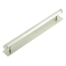 Hoxton Nile Cabinet Handles 224mm Ctrs Plain Backplate Satin Nickel - By Frelan Hardware - HOX-360SN-5060SN