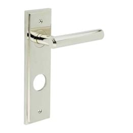 Richmond Door Handle Din Bathroom Backplate Polished Nickel - By Frelan Hardware - BUR45KIT169
