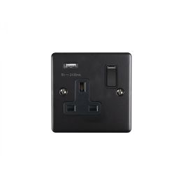 Eurolite Enhance Decorative 1 Gang USB Socket Matt Black