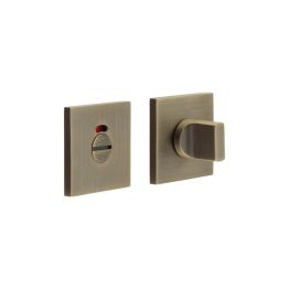 CR-802 Antique Brass Thumb Turn & Lock Square Rose w/ Indicator - By Frelan Hardware - CR-802BK7AB
