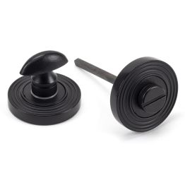 Matt Black Round Thumbturn Set (Beehive Rose)
