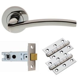 Tavira Lever On Rose Latch Pack - Polished Chrome