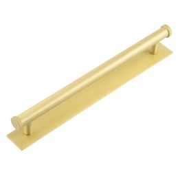 Hoxton Thaxted Cabinet Handles 224mm Ctrs Plain Backplate Satin Brass - By Frelan Hardware - HOX-260SB-5060SB