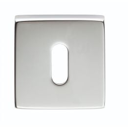 Square Standard Key Escutcheon - Polished Chrome