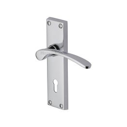 Heritage Brass Door Handle Lever Lock Sophia Design Polished Chrome finish
