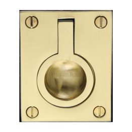 Heritage Brass Cabinet Pull Flush Ring Design 50mm Polished Brass finish