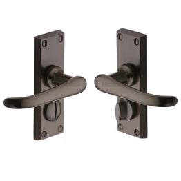 Heritage Brass Door Handle for Privacy Set Windsor Short Design Matt Bronze finish