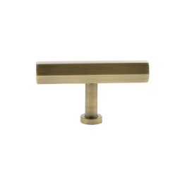 Millhouse Brass Pennington Hexagonal T-Bar Cabinet Knob Handle - Antique Brass