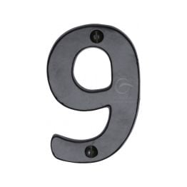Black Iron Rustic Numeral 9 Face Fix 76mm (3")