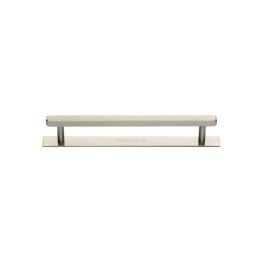Heritage Brass Cabinet Pull Hexagonal Design with Plate 96mm CTC Satin Nickel Finish