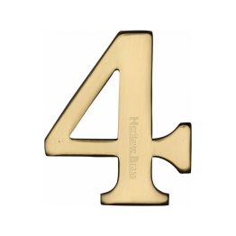 Heritage Brass Numeral 4 Self Adhesive 51mm (2") Polished Brass finish