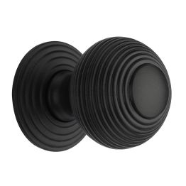 Heritage Brass Cabinet Knob Reeded Design 38mm Matt Black finish