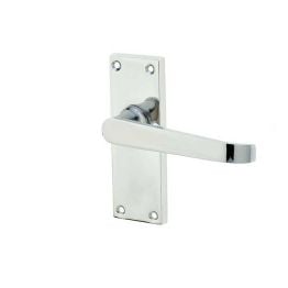 Victorian Straight Door Handle on Short Latchset Plate Polished Chrome - By Frelan Hardware - JV31PC