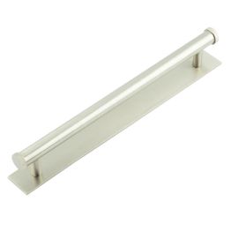 Hoxton Thaxted Cabinet Handles 224mm Ctrs Plain Backplate Satin Nickel - By Frelan Hardware - HOX-260SN-5060SN