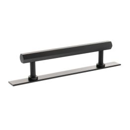Millhouse Brass Pennington Hexagonal T-Bar Cabinet Pull Handle on Backplate 128mm - Matt Black