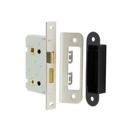 Jedo Kontrax Bathroom locks with Square Forend & Radiused Strike Plate 65mm Nickel Plate - By Frelan Hardware - JL450NP