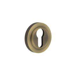 Burlington Euro Profile Escutcheons Knurled Rose Antique Brass - By Frelan Hardware - BUR-61AB-75AB