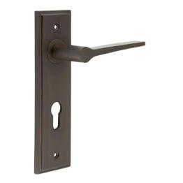 Knightbridge Door Handle Din Euro Backplate Dark Bronze - By Frelan Hardware - BUR20KIT90