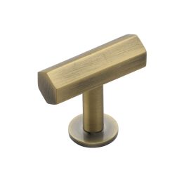 Heritage Brass Cabinet Knob Hexagon T-Bar Design with Rose 41mm Antique Brass finish
