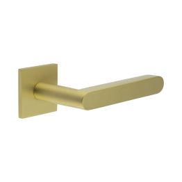 CR-101 Satin Brass Sprung Square Rose Door Handle - By Frelan Hardware - CR-101B1SB