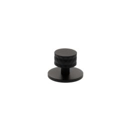 Millhouse Brass Chrysler Diamond Round Cabinet Knob Handle on Backplate - Matt Black