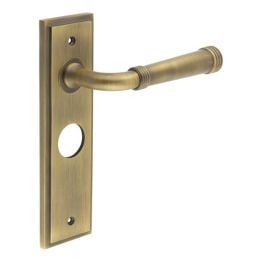 Highgate Door Handle Bathroom Backplate Antique Brass - By Frelan Hardware - BUR35KIT10