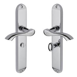 Heritage Brass Door Handle for Bathroom Algarve Long Design Polished Chrome finish
