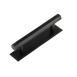 Hoxton Nile Cabinet Handles 96mm Ctrs Stepped Backplate Black - By Frelan Hardware - HOX-350MB-6050MB