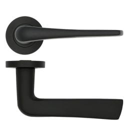 RT020PCB Como Lever On Round Rose - Power Coated Black