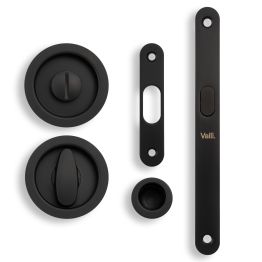 Valli Radius Sliding Door Set - Matt Black PVD