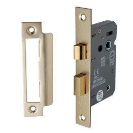 2.5" CE 3 Lever Bathroom Lock FD60 - Satin Brass