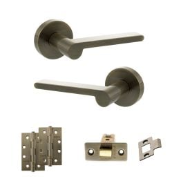 Senza Pari Darrio Door Handle Pack (Latch Set - 2.5" CE Latch, 4" Slim Knuckle Hinges x2) - Antique Brass