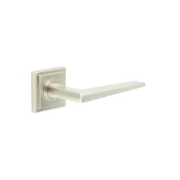 Mayfair Door Handle on Square Stepped Rose Satin Nickel - By Frelan Hardware - BUR10KIT319