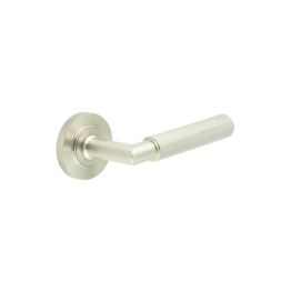 Piccadilly Door Handle on Knurled Rose Satin Nickel - By Frelan Hardware - BUR40KIT317