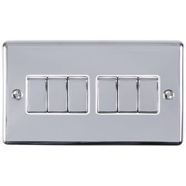 Eurolite Enhance Decorative 6 Gang Switch Polished Chrome