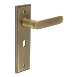 Kensington Door Handle Lock Backplate Antique Brass - By Frelan Hardware - BUR25KIT9