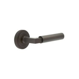 Westminster Door Handle on Stepped Rose Dark Bronze - By Frelan Hardware - BUR30KIT81