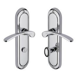 Heritage Brass Door Handle for Bathroom Ambassador Design Polished Chrome finish