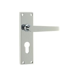Victorian Straight Door Handles on Euro Profile Lockplate Polished Chrome - By Frelan Hardware - JV30EPC