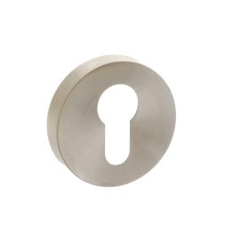 Forme Euro Escutcheons on Minimal Round Rose - Satin Nickel