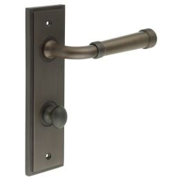 Highgate Door Handle Din Bathroom Backplate Dark Bronze & Turn & Release - By Frelan Hardware - BUR-35DB-456DB-80DB