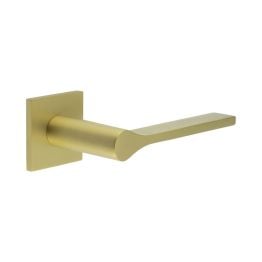 CR-105 Satin Brass Sprung Square Rose Door Handle - By Frelan Hardware - CR-105B1SB