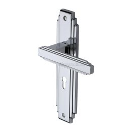 Heritage Brass Door Handle Lever Lock Astoria Design Polished Chrome finish