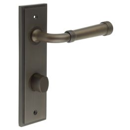 Highgate Door Handle Din Bathroom Backplate Dark Bronze & Turn & Release - By Frelan Hardware - BUR-35DB-456DB-81DB