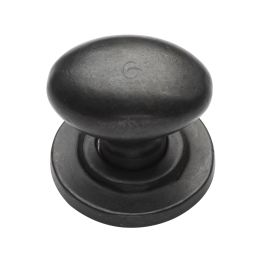 Rustic Dark Bronze Cabinet Knob Oval Design on Plate 38mm