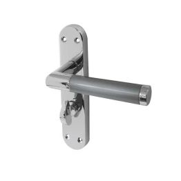 Mitred Suite Door Handle on Bathroom Plate Polished Chrome/Satin Chrome - By Frelan Hardware - JV438PCSC