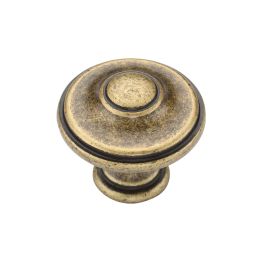 Domed Round Knob 030mm Distressed Brass finish