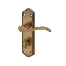Paris Suite Door Handles on Bathroom Plate Antique Bronze - By Frelan Hardware - JV283AB