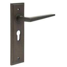 Mayfair Door Handle Euro Backplate Dark Bronze - By Frelan Hardware - BUR10KIT89