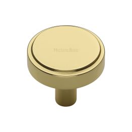 Heritage Brass Cabinet Knob Stepped Disc Design 32mm Polished Brass finish